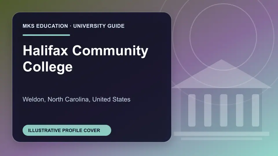 Illustrative MKS Education profile cover for Halifax Community College in the USA