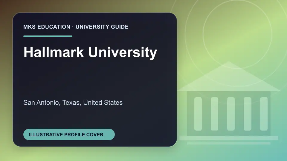 Illustrative MKS Education profile cover for Hallmark University in the USA