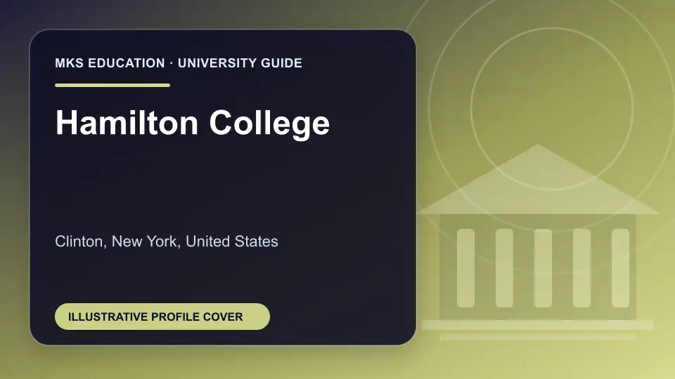 Illustrative MKS Education profile cover for Hamilton College in the USA