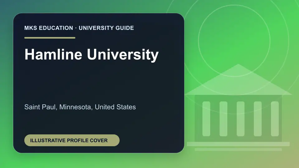 Illustrative MKS Education profile cover for Hamline University in the USA