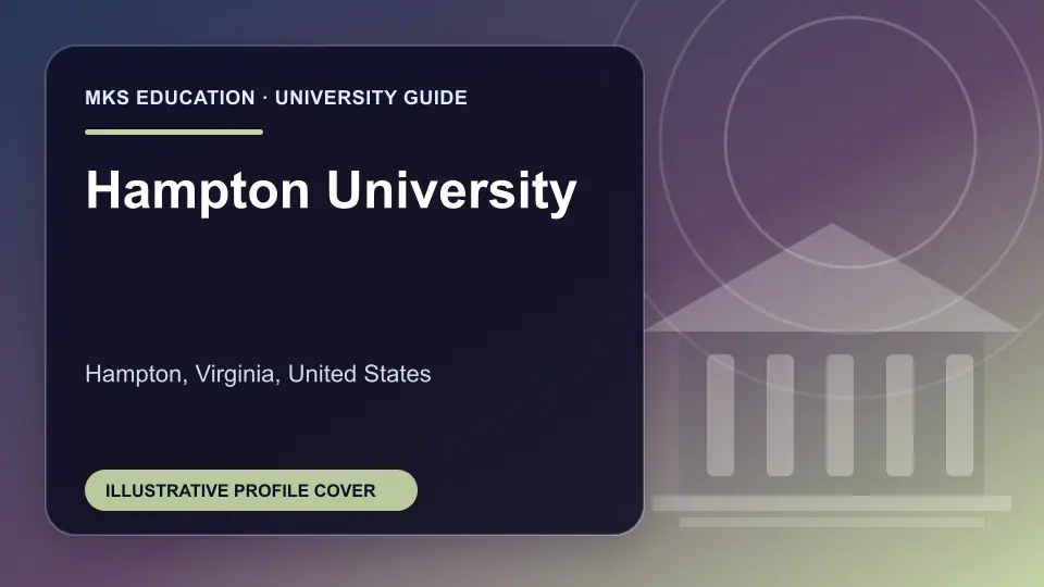 Illustrative MKS Education profile cover for Hampton University in the USA
