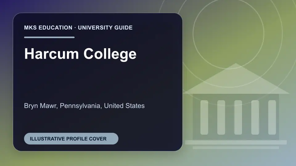 Illustrative MKS Education profile cover for Harcum College in the USA