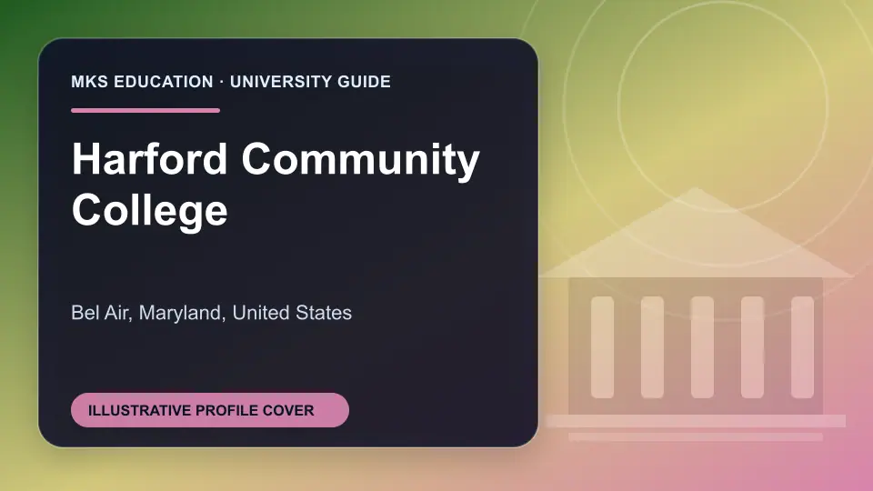 Illustrative MKS Education profile cover for Harford Community College in the USA