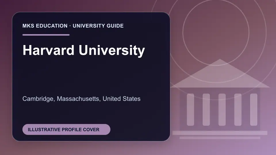 Illustrative MKS Education profile cover for Harvard University in the USA