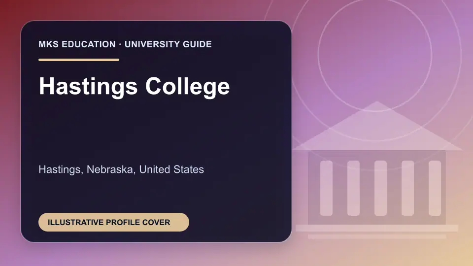 Illustrative MKS Education profile cover for Hastings College in the USA