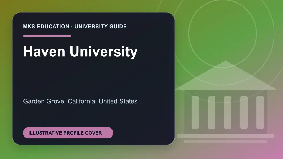 Illustrative MKS Education profile cover for Haven University in the USA
