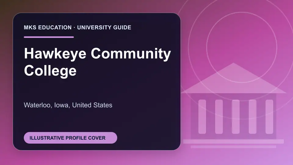 Illustrative MKS Education profile cover for Hawkeye Community College in the USA