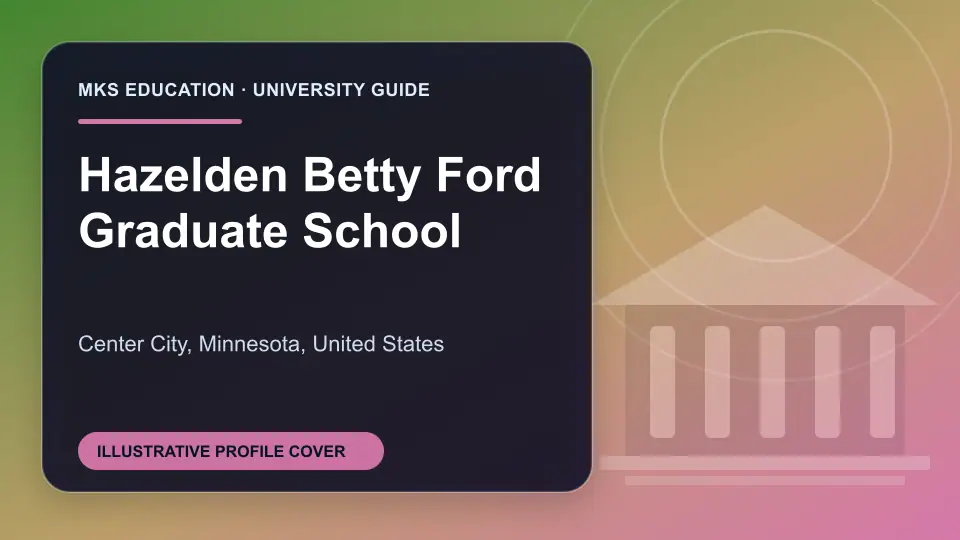 Illustrative MKS Education profile cover for Hazelden Betty Ford Graduate School in the USA