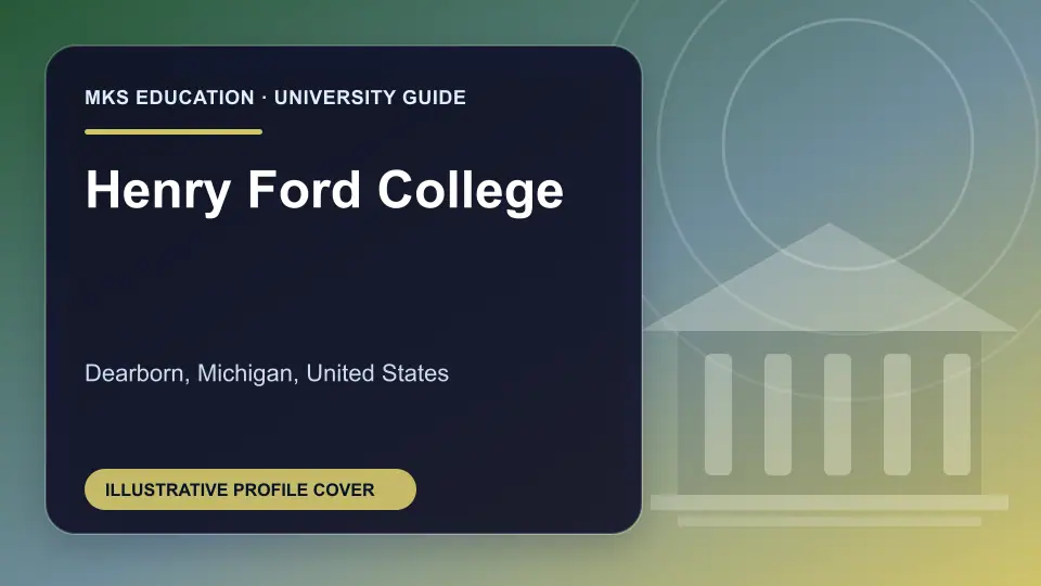 Illustrative MKS Education profile cover for Henry Ford College in the USA