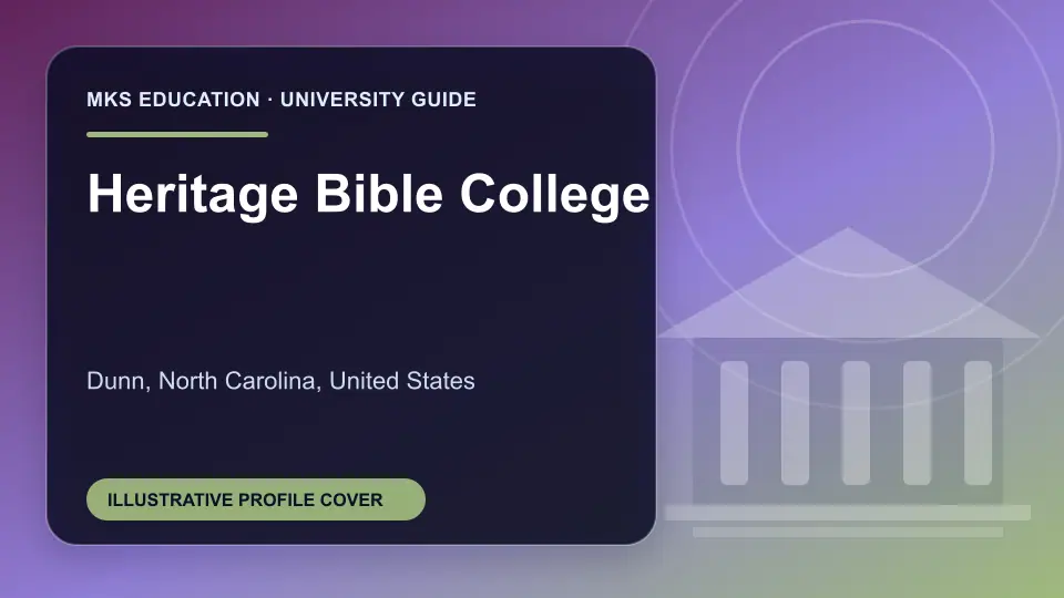 Illustrative MKS Education profile cover for Heritage Bible College in the USA