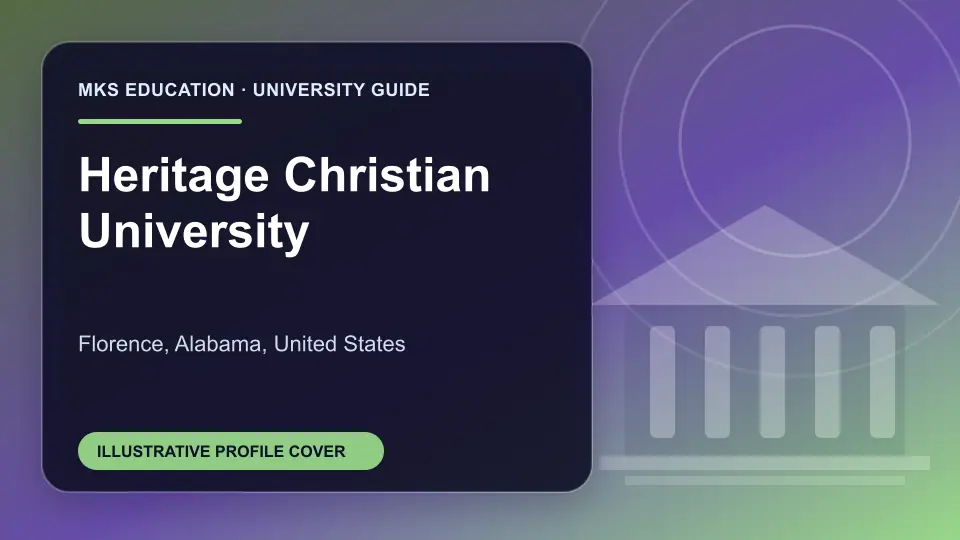 Illustrative MKS Education profile cover for Heritage Christian University in the USA