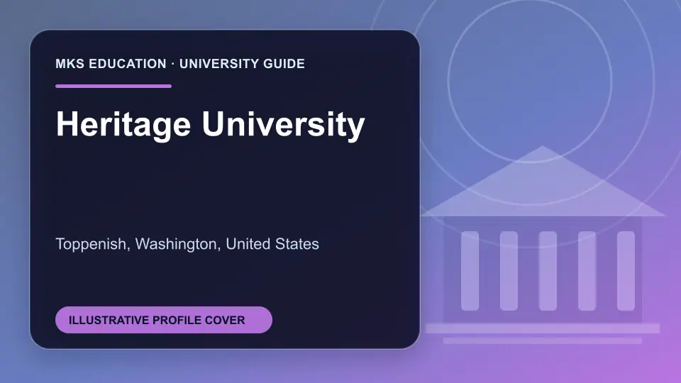 Illustrative MKS Education profile cover for Heritage University in the USA