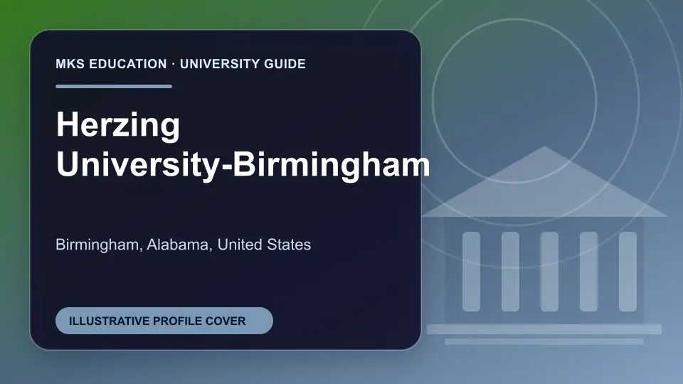 Illustrative MKS Education profile cover for Herzing University-Birmingham in the USA