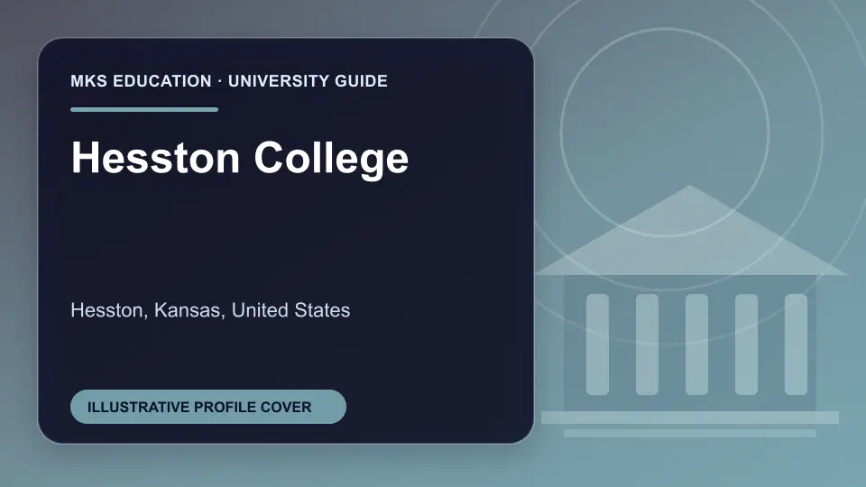 Illustrative MKS Education profile cover for Hesston College in the USA