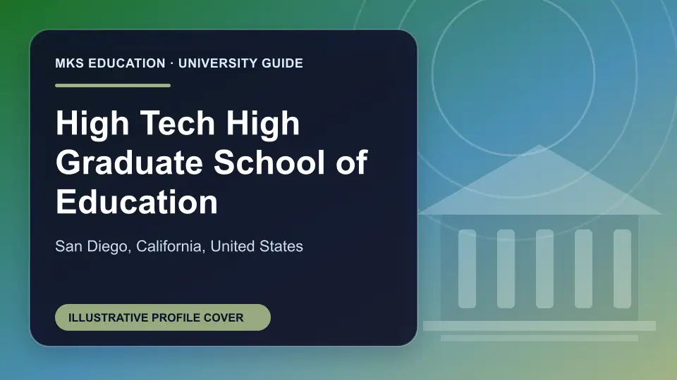Illustrative MKS Education profile cover for High Tech High Graduate School of Education in the USA