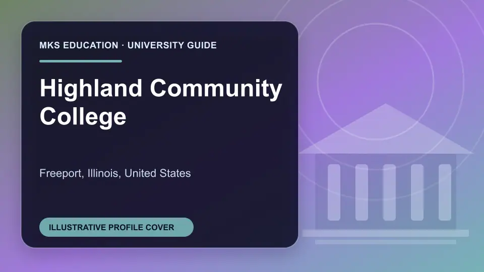 Illustrative MKS Education profile cover for Highland Community College in the USA