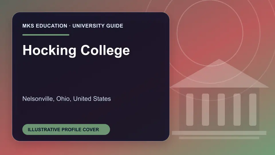 Illustrative MKS Education profile cover for Hocking College in the USA