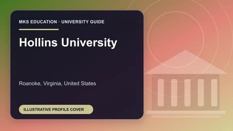 Illustrative MKS Education profile cover for Hollins University in the USA