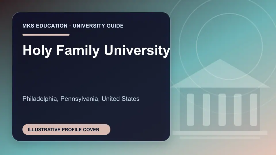 Illustrative MKS Education profile cover for Holy Family University in the USA