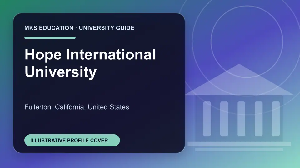Illustrative MKS Education profile cover for Hope International University in the USA