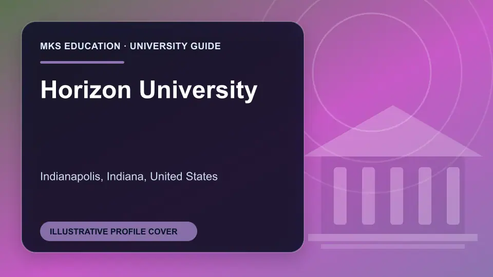 Illustrative MKS Education profile cover for Horizon University in the USA