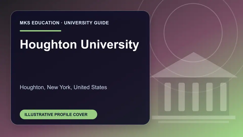Illustrative MKS Education profile cover for Houghton University in the USA