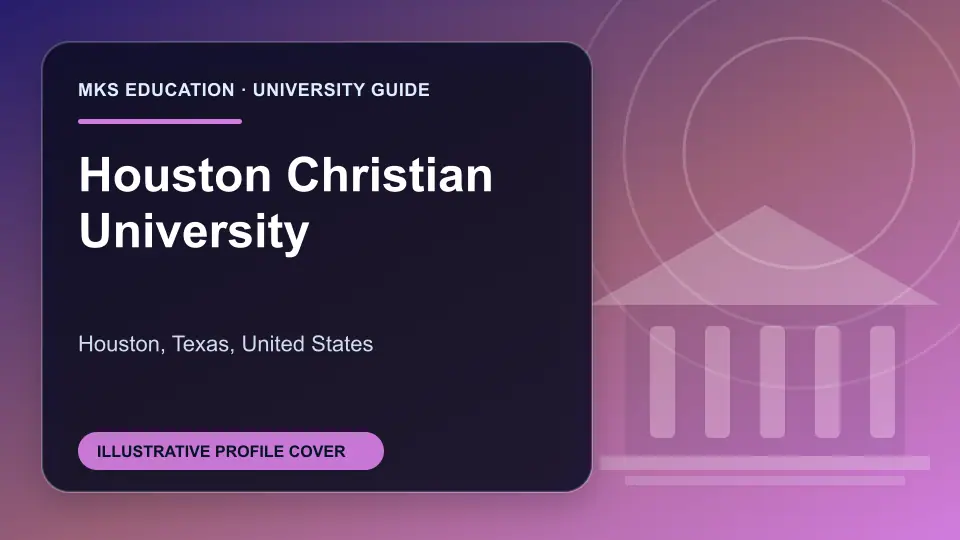 Illustrative MKS Education profile cover for Houston Christian University in the USA