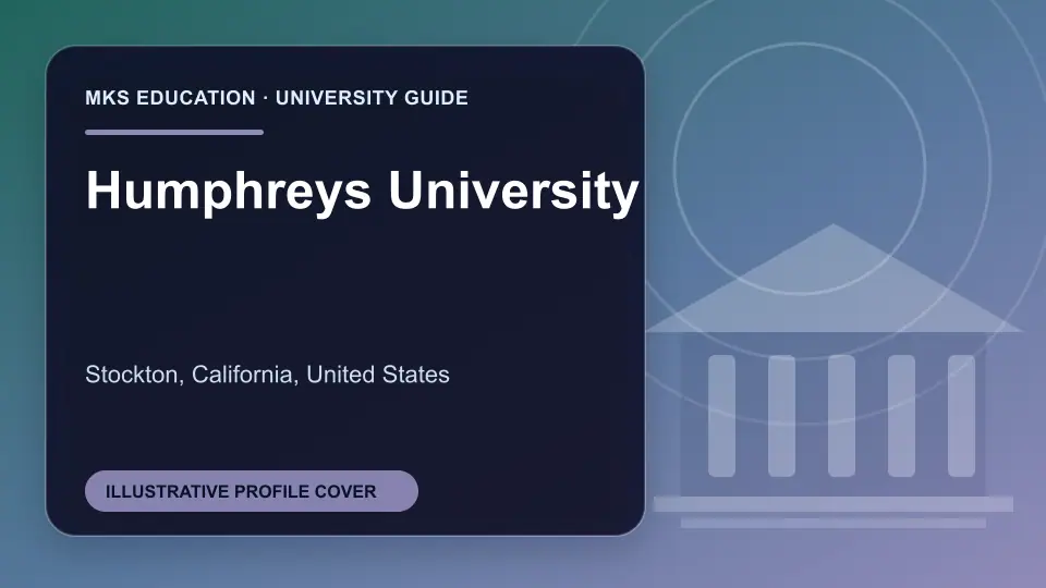 Illustrative MKS Education profile cover for Humphreys University in the USA