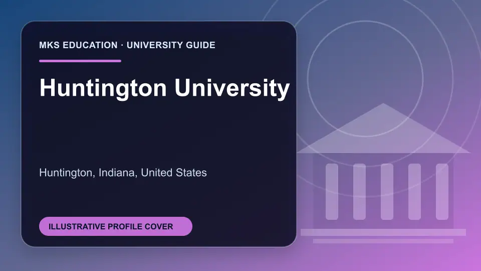 Illustrative MKS Education profile cover for Huntington University in the USA