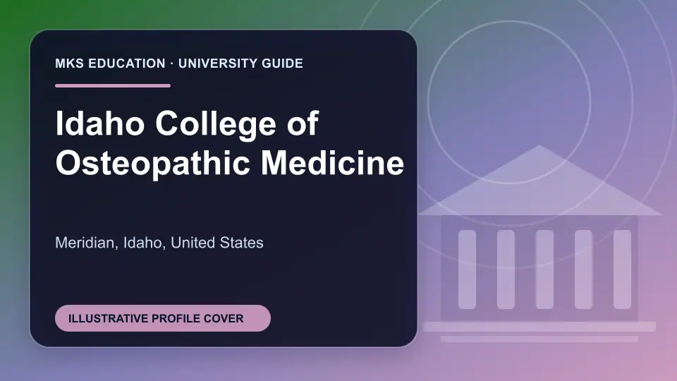 Illustrative MKS Education profile cover for Idaho College of Osteopathic Medicine in the USA