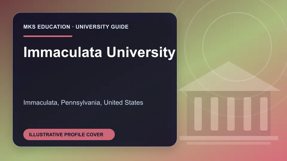 Illustrative MKS Education profile cover for Immaculata University in the USA