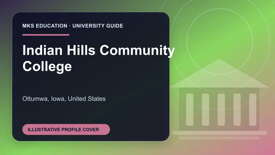 Illustrative MKS Education profile cover for Indian Hills Community College in the USA