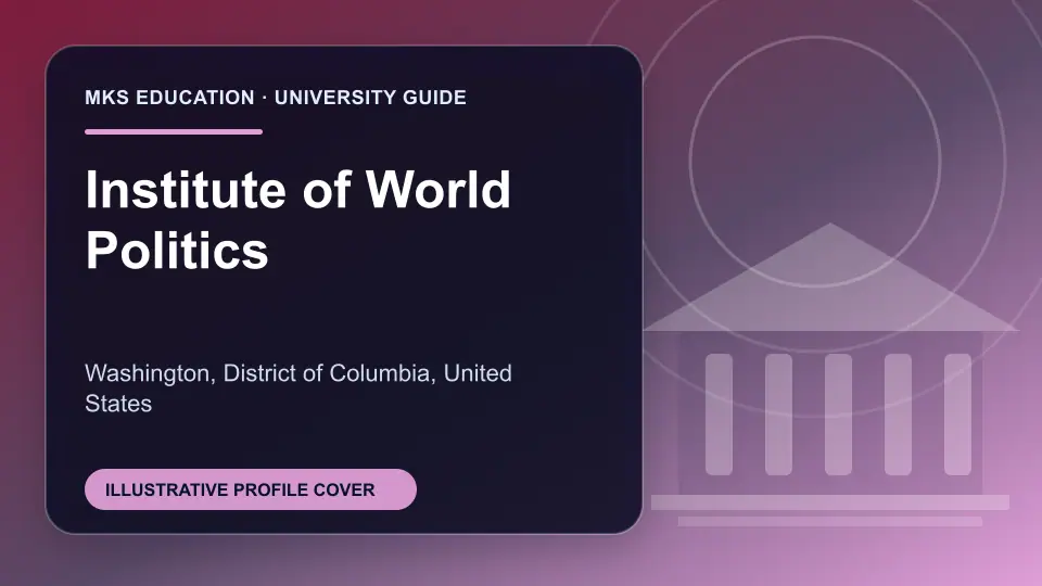 Illustrative MKS Education profile cover for Institute of World Politics in the USA
