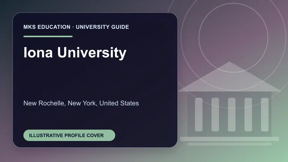 Illustrative MKS Education profile cover for Iona University in the USA