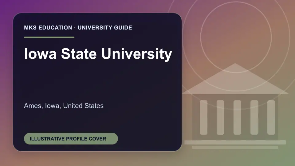 Illustrative MKS Education profile cover for Iowa State University in the USA
