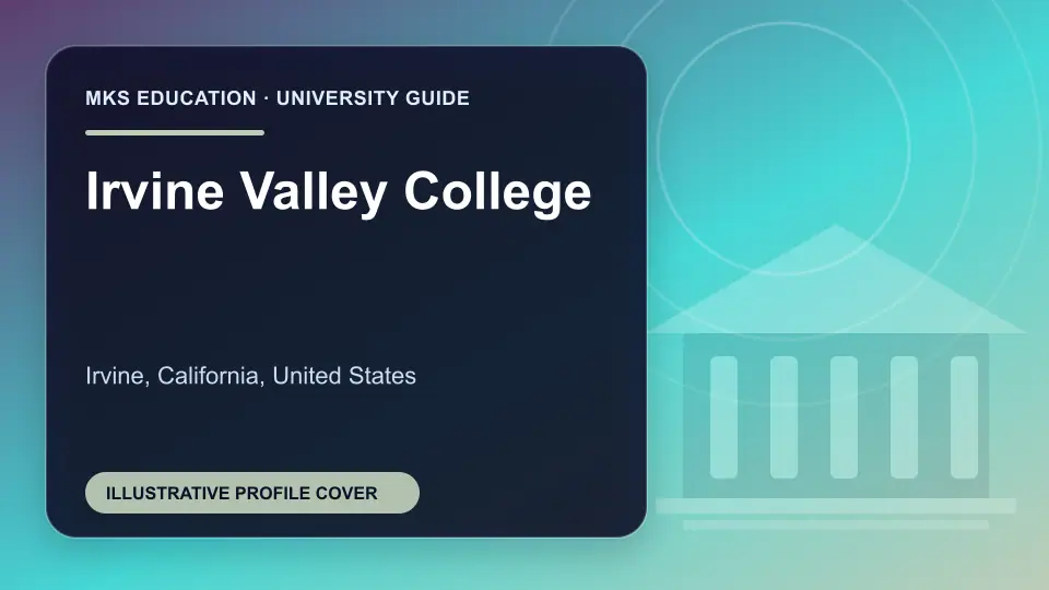 Illustrative MKS Education profile cover for Irvine Valley College in the USA