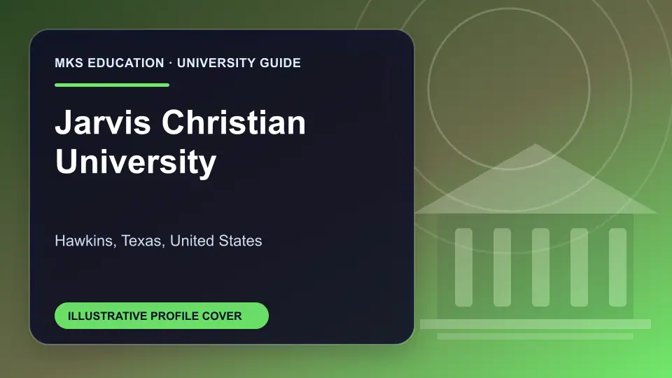 Illustrative MKS Education profile cover for Jarvis Christian University in the USA