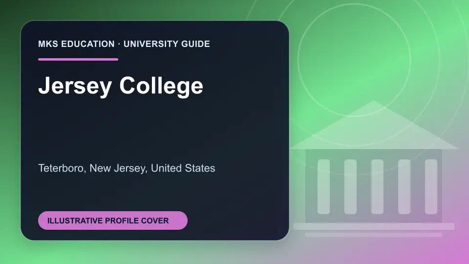 Illustrative MKS Education profile cover for Jersey College in the USA