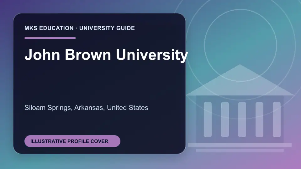 Illustrative MKS Education profile cover for John Brown University in the USA