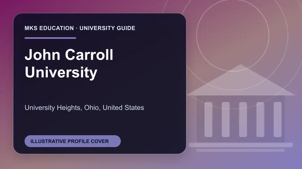 Illustrative MKS Education profile cover for John Carroll University in the USA