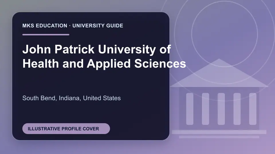 Illustrative MKS Education profile cover for John Patrick University of Health and Applied Sciences in the USA