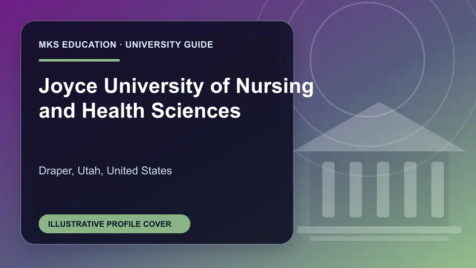 Illustrative MKS Education profile cover for Joyce University of Nursing and Health Sciences in the USA