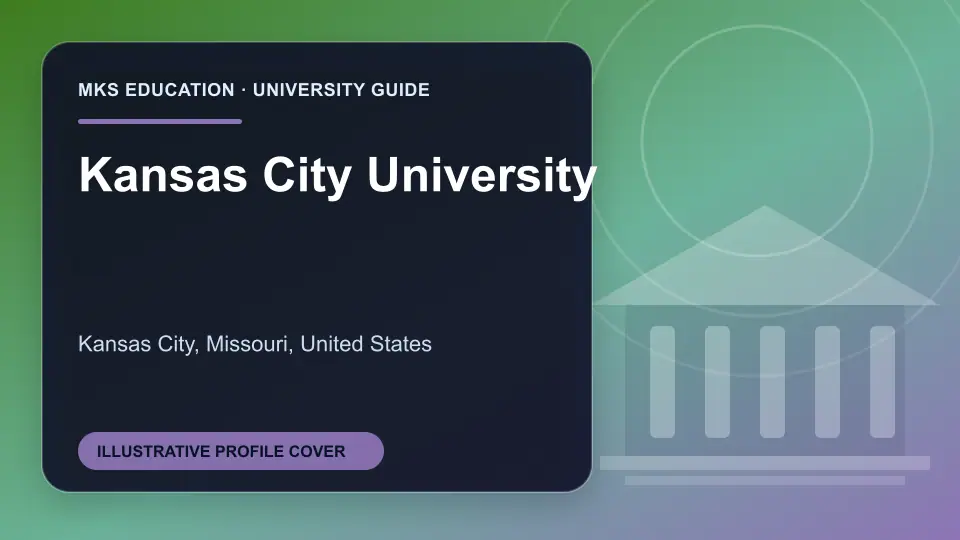 Illustrative MKS Education profile cover for Kansas City University in the USA