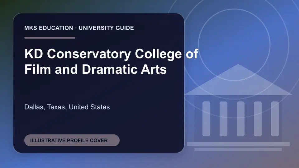 Illustrative MKS Education profile cover for KD Conservatory College of Film and Dramatic Arts in the USA