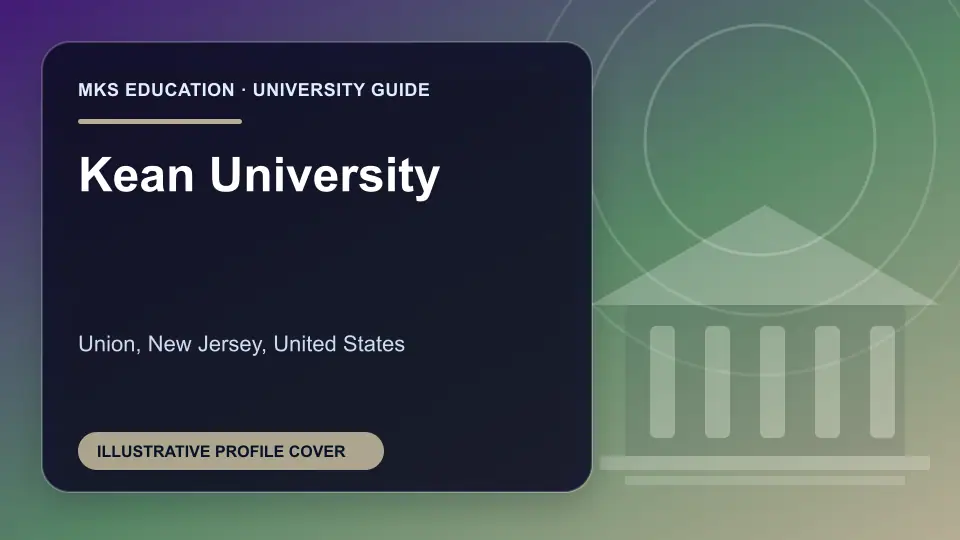 Illustrative MKS Education profile cover for Kean University in the USA