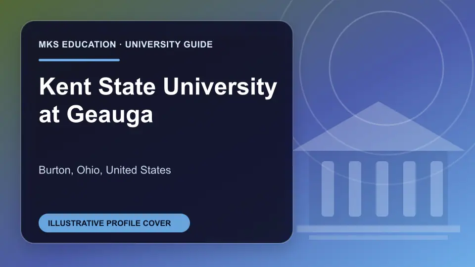 Illustrative MKS Education profile cover for Kent State University at Geauga in the USA