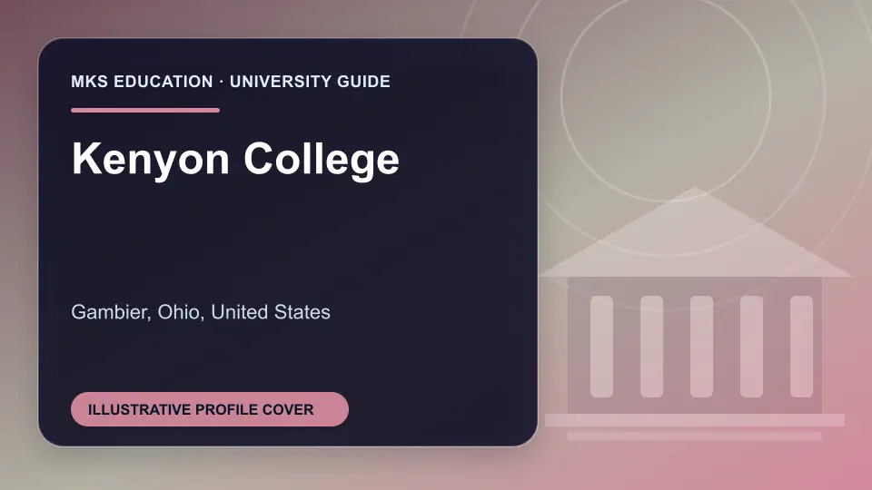 Illustrative MKS Education profile cover for Kenyon College in the USA
