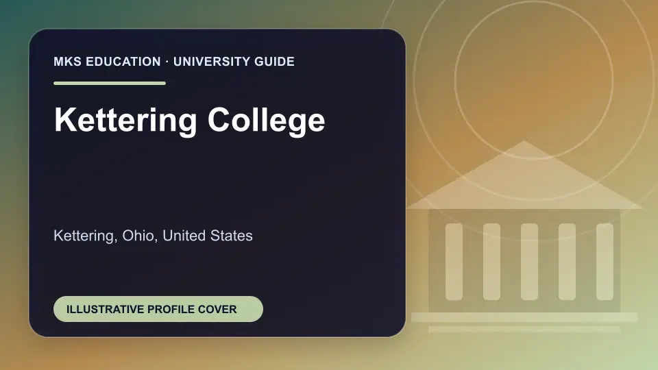 Illustrative MKS Education profile cover for Kettering College in the USA