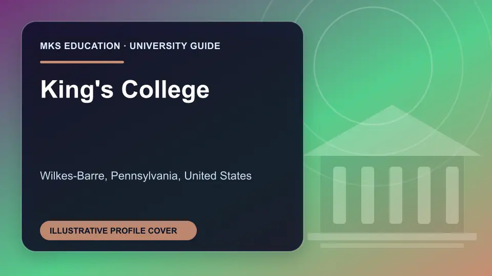 Illustrative MKS Education profile cover for King's College in the USA