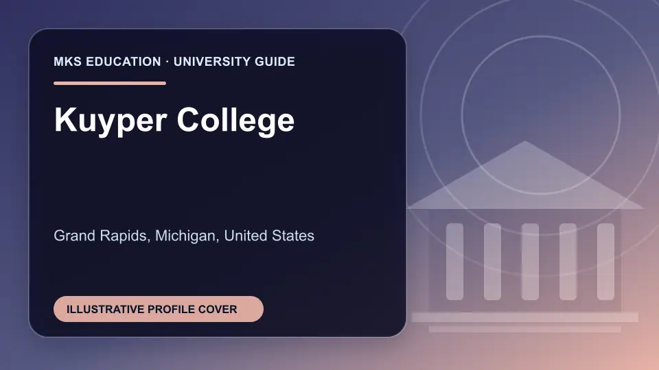 Illustrative MKS Education profile cover for Kuyper College in the USA